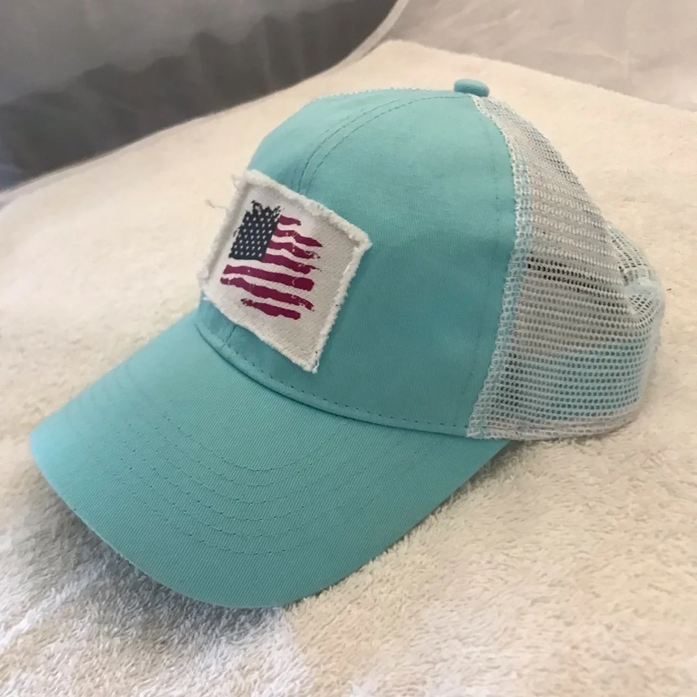 Rural King Headwear Women's American Flag Aqua SnapBack Adjustable Ball Cap